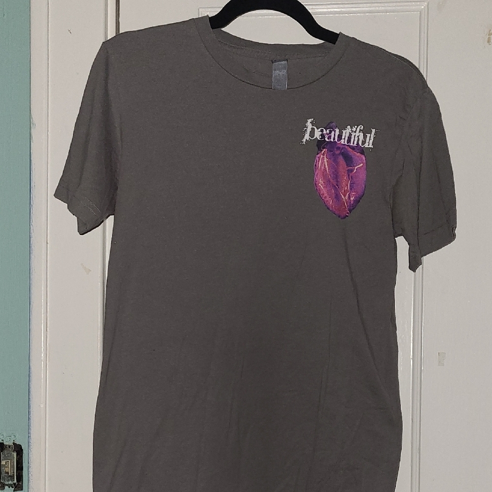 Elegant Gray Tee with Purple Heart Accent